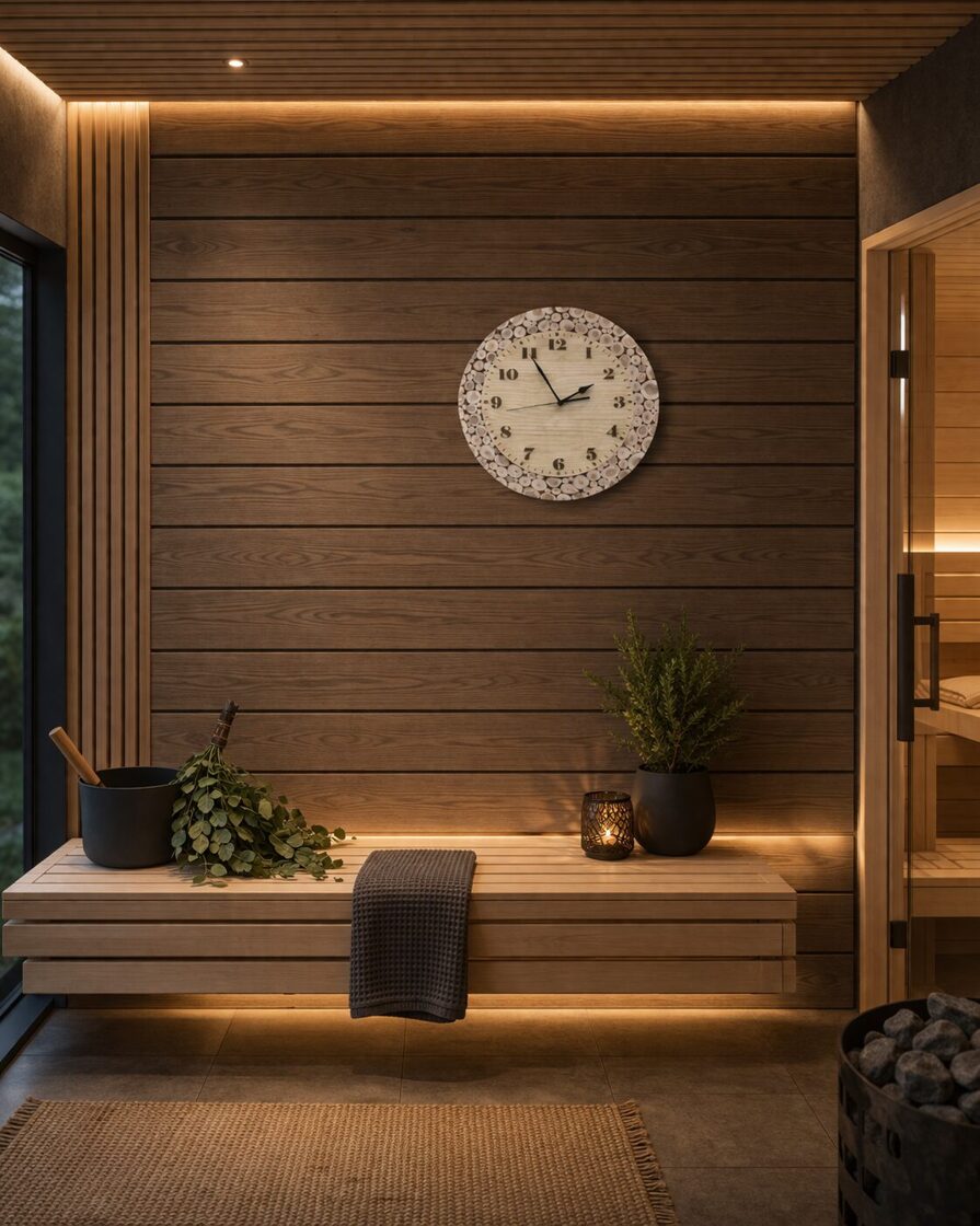 Luxury pirts interjers ar kadiķa paneli